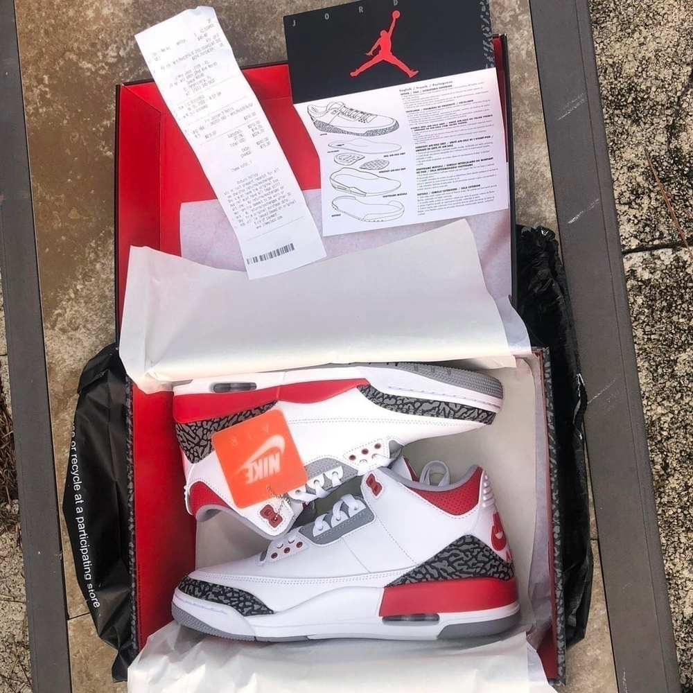 DS Nike Air Jordan Retro 3 Fire Red 3s Size 9.5